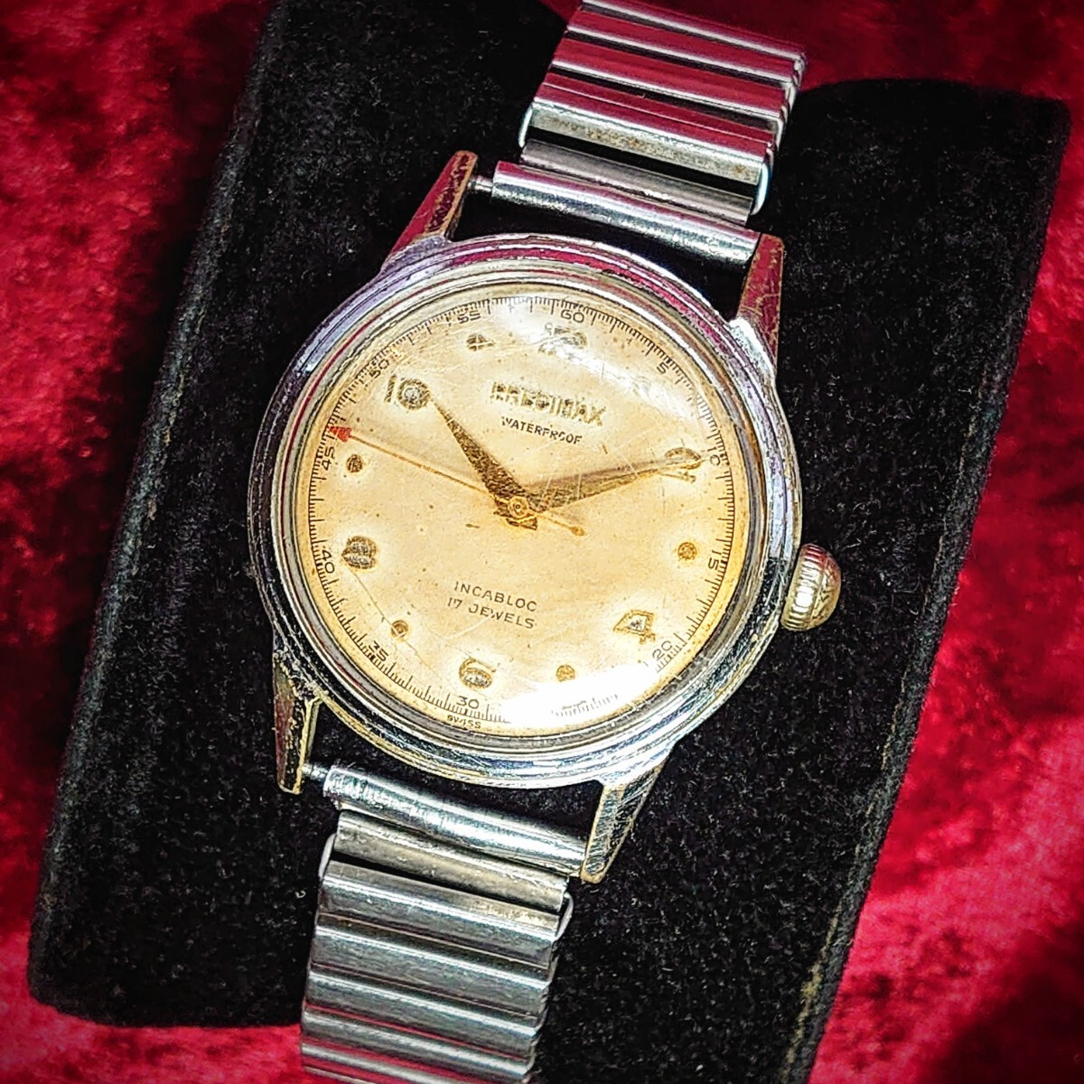 A54【手巻き/動作品】ビンテージ スイス製 プレシマックス/PRECIMAX 1185 INCABLOC 17石 メンズ/ボーイズ腕時計 アンティーク拍卖