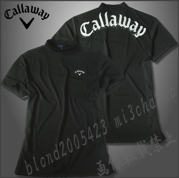 ■新品【Callaway Golf】キャロウェイゴルフ 裏クール冷感素材 吸水速乾 背面BIGロゴモックネックシャツ■BK/LL(XL)拍卖