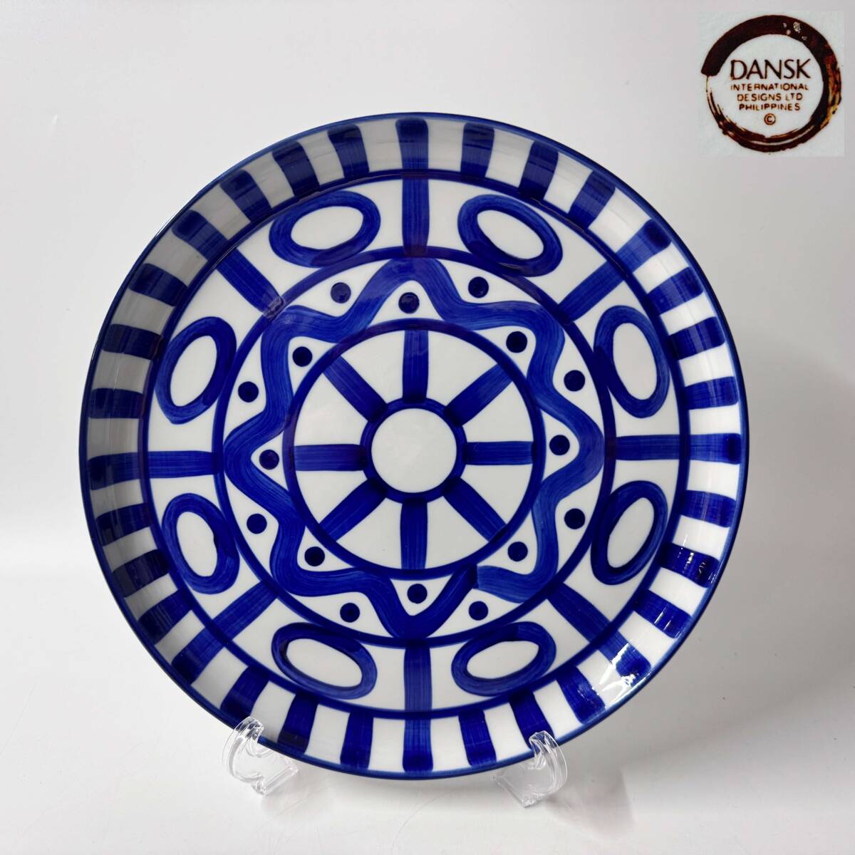 【63100Q】DANSK ダンスク ARABESQUE アラベスク ディナープレート 28㎝ ハンドペイント 染付 藍色 ネイビー 経年保管品 現状品拍卖