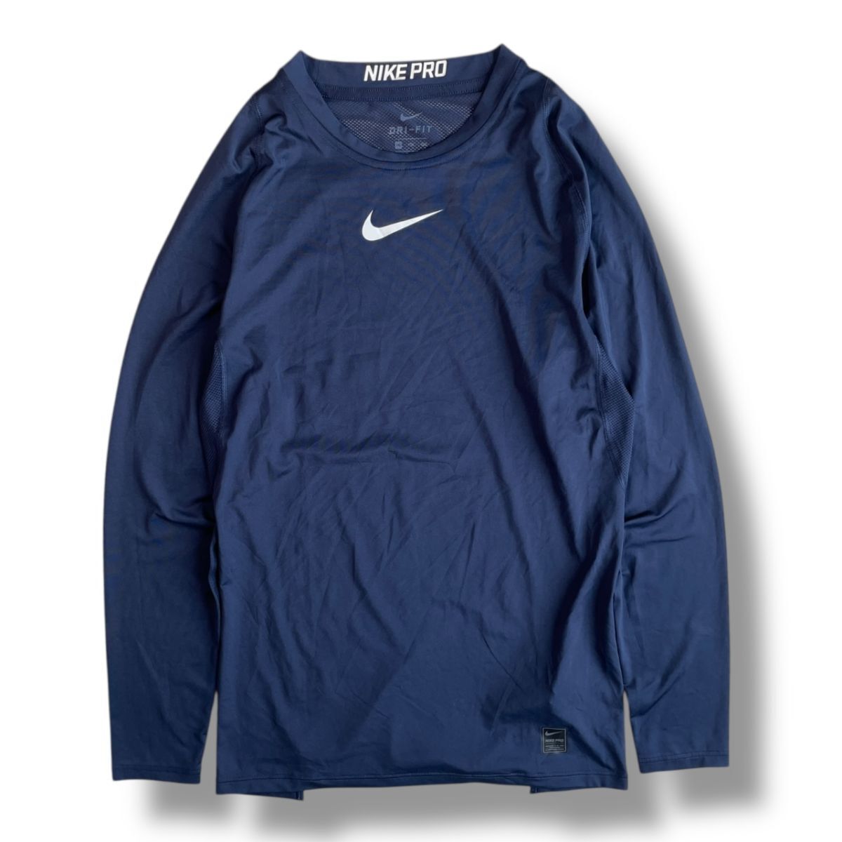 国内正規品★ Nike Pro Dri-FIT ナイキ プロ ドライフィット メンズ 長袖 インナー シャツ ネイビー XXLサイズ 大きめ ビッグサイズ 練習着拍卖