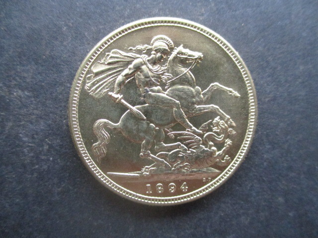 大幅値下げ!大英帝国金貨 1894年 悪竜退治 ヴィクトリア女王 定価48000円拍卖