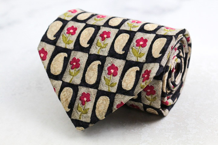 ジバンシィ ブランド ネクタイ シルク 花柄 総柄 ペイズリー柄 PO メンズ ブラック GIVENCHY拍卖