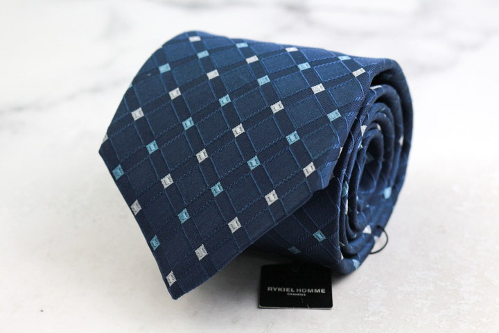 リキエル オム ブランド ネクタイ シルク 小紋柄 格子柄 総柄 PO メンズ ネイビー RYKIEL HOMME拍卖