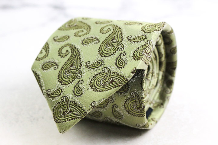 アクアスキュータム ブランド ネクタイ 総柄 ペイズリー 幾何学模様 シルク イタリア製 PO メンズ グリーン Aquascutum拍卖