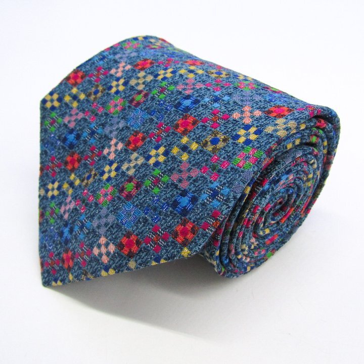 ミッソーニ ブランド ネクタイ チェック柄 格子柄 マルチカラー シルク イタリア製 PO メンズ ブルー Missoni拍卖