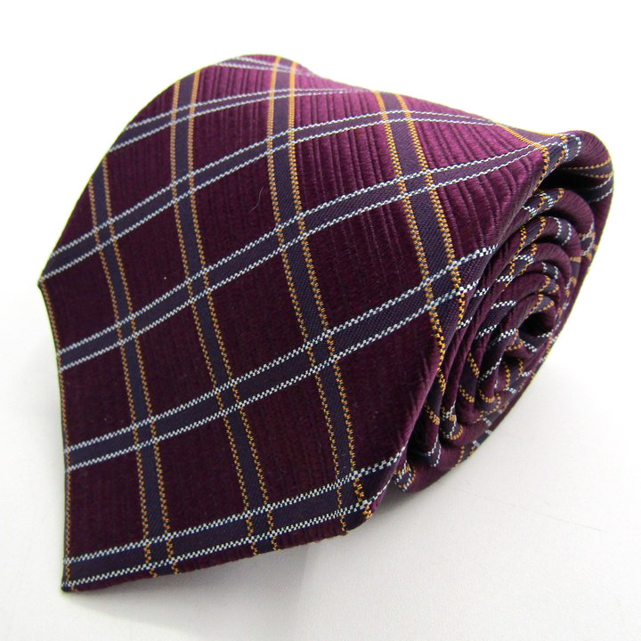 ミッシェルクラン ブランド ネクタイ シルク 格子柄 PO メンズ パープル MICHEL KLEIN拍卖