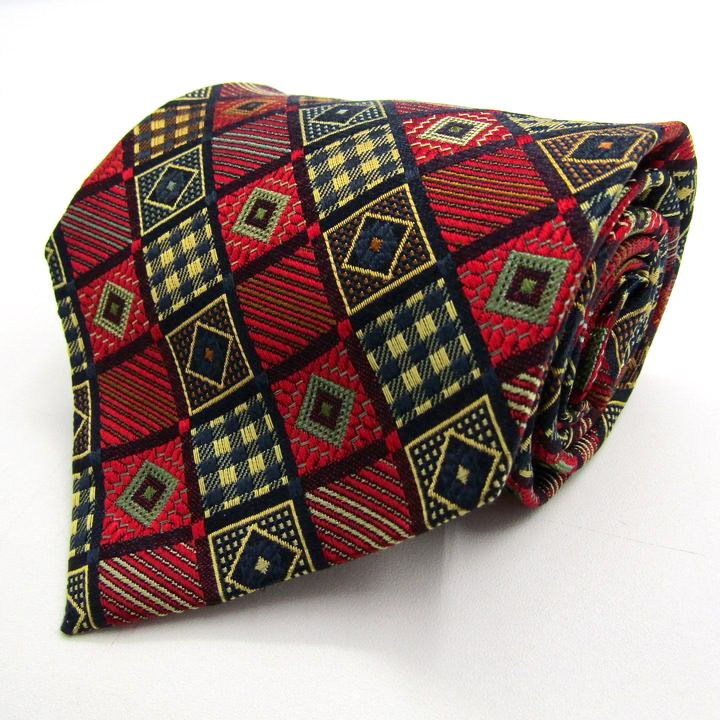 タケオキクチ ブランド ネクタイ シルク チェック柄 総柄 格子柄 ドット柄 PO メンズ レッド TAKEO KIKUCHI拍卖