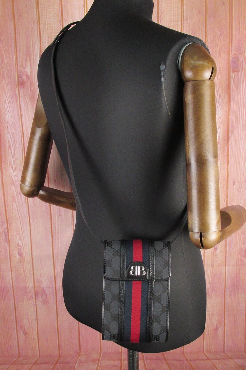 LYO16162 GUCCI×BALENCIAGA グッチ×バレンシアガ The Hacker Project Phone Bag ショルダーバッグ ポーチ イタリア製 未使用拍卖