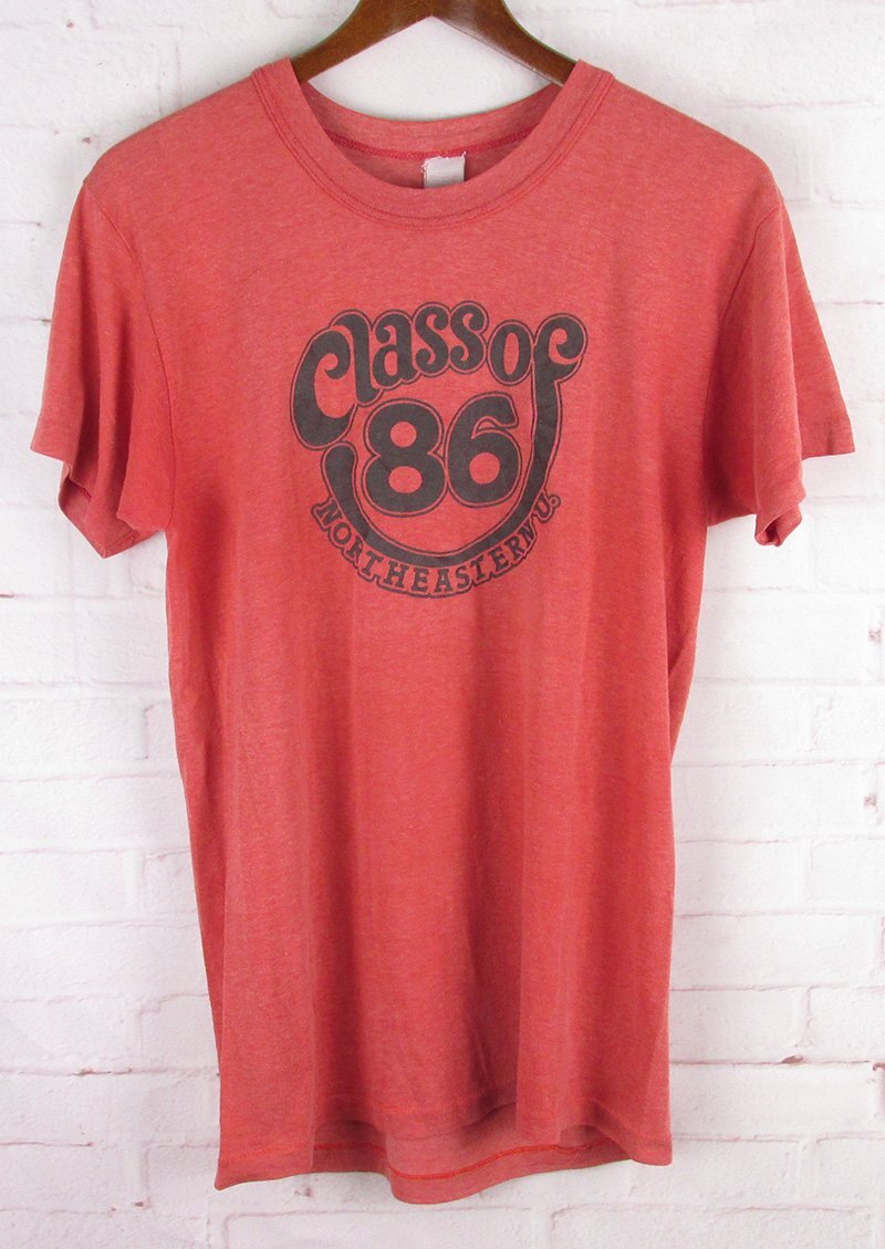 LST11921 70-80s Tシャツ Class of 86 NORTHEASTERN U. USA製 レッド系 L(42-44)(クリックポスト可)拍卖