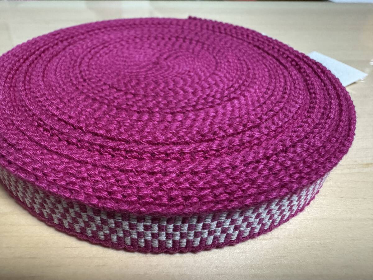 10m 真田紐 平紐 4分 12mm ピンク系 綿100% 日本製 / ハンドメイド 手芸 工芸 茶道具 帯締め 首輪などに 拍卖