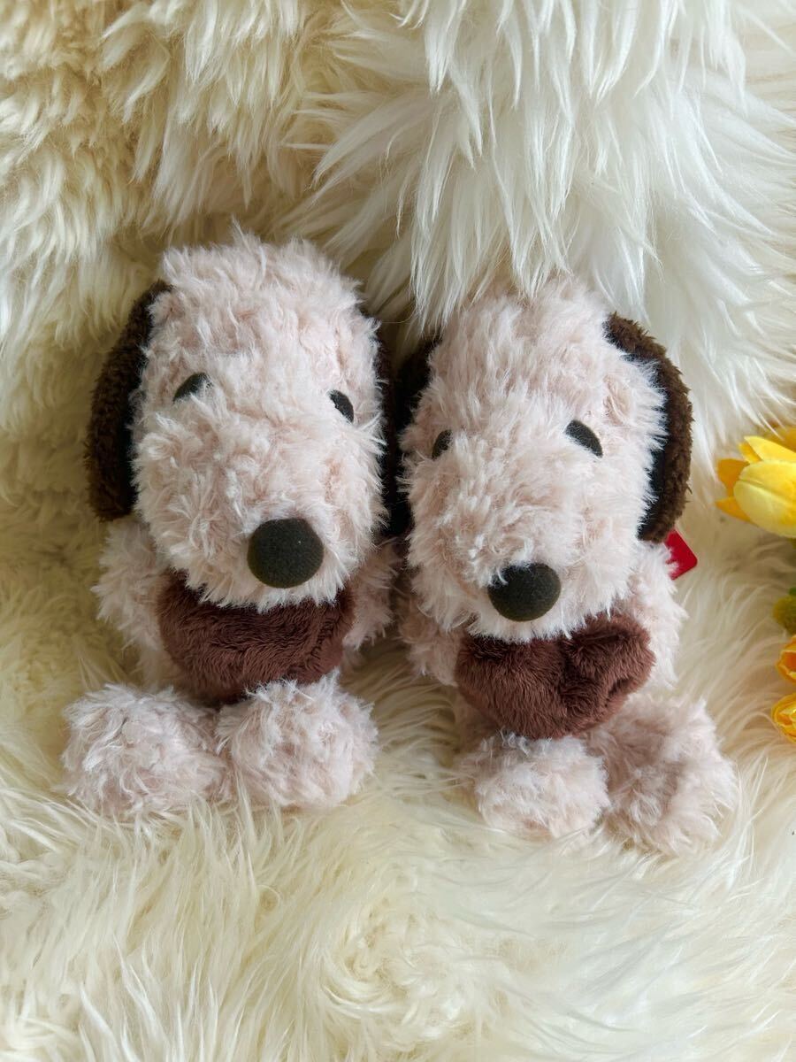 新品'未使用'スヌーピー'moco'ブラウン'BD'ふわもこ'もこもこ'ぬいぐるみ'2体セット'PEANUTS'人形'マスコット'ハート'バースデー拍卖