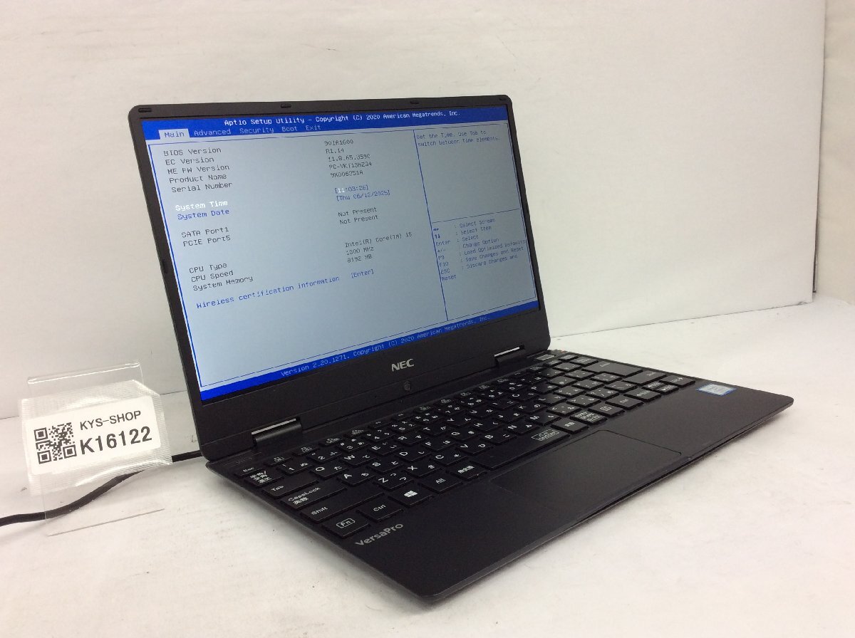 ジャンク/ NEC PC-VKT13HZG4 Intel Core i5-8200Y メモリ8.19GB ストレージ無し 【K16122】拍卖