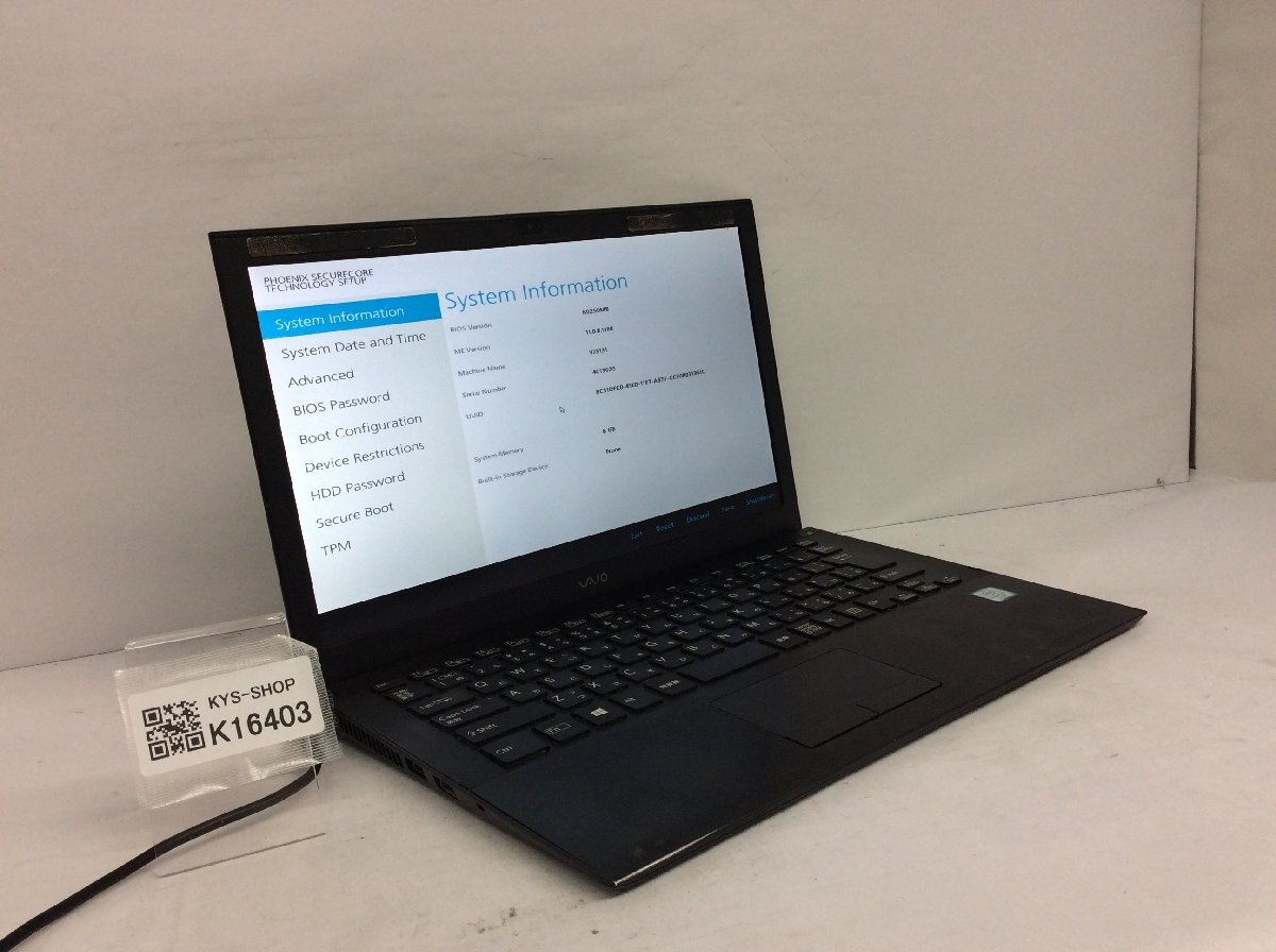 ジャンク/ VAIO VJS131 Intel Core i5-6200U メモリ8.19GB ストレージ無し 【K16403】拍卖