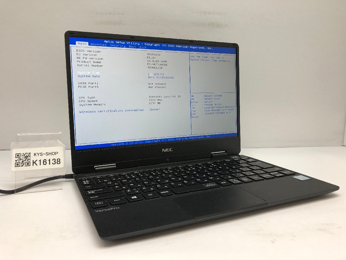 ジャンク/ NEC PC-VKT13HZG4 Intel Core i5-8200Y メモリ8.19GB ストレージ無し 【K16138】拍卖