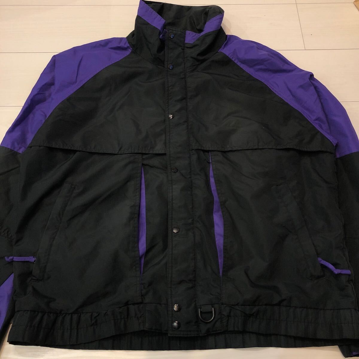 USA古着 Sierra sport ナイロンジャケット ヴィンテージ ツートン L ブラック パープル アウター拍卖