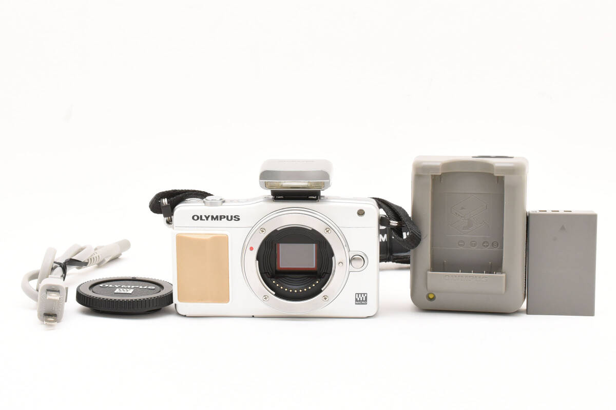 OLYMPUS PEN mini E-PM2 ホワイト フラッシュ オリンパス ミラーレス一眼レフカメラ #3572拍卖