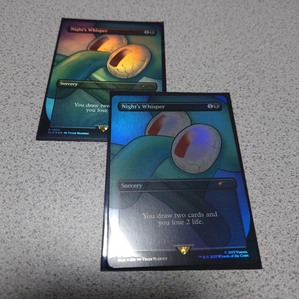 MTG SLD 夜の囁き 英語foil 二枚セット ボーダーレス Secret lair Sponge Bob スポンジボブ シークレットレイヤー 即決拍卖