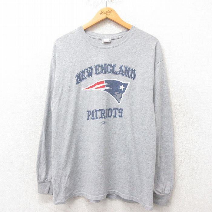 L/古着 長袖 ビンテージ Tシャツ メンズ 00s NFL ニューイングランドペイトリオッツ クルーネック グレー 霜降り アメフト スーパーボウル拍卖