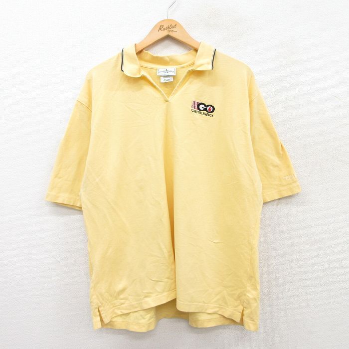 XL/古着 半袖 ポロ シャツ メンズ 00s CRIFFITH ENERGY 鹿の子 大きいサイズ 黄他 イエロー 25jun05 中古 トップス拍卖
