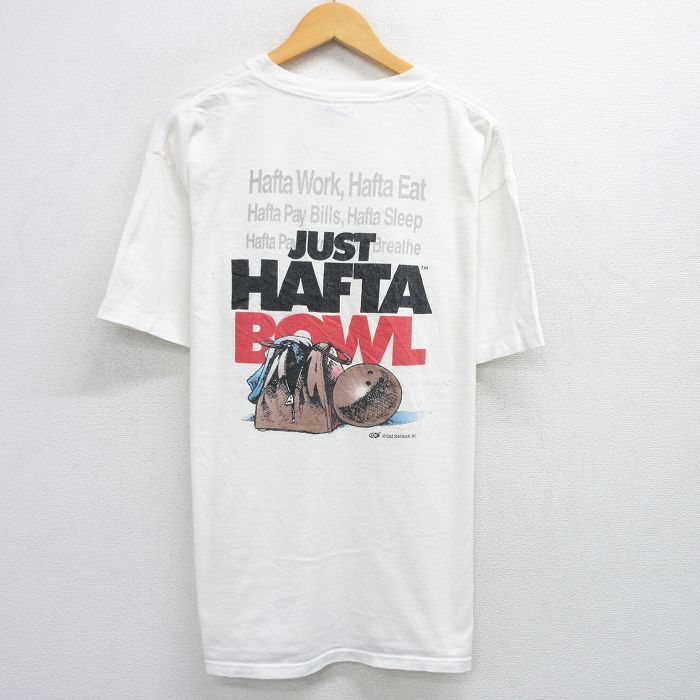 XL/古着 半袖 ビンテージ Tシャツ メンズ 90s ボウリング 大きいサイズ コットン クルーネック 白 ホワイト spe 25jun03 中古拍卖