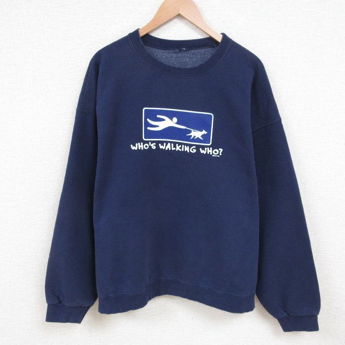 XL/古着 長袖 スウェット メンズ whos 大きいサイズ クルーネック 紺 ネイビー 25jun02 中古 スエット トレーナー トップス拍卖