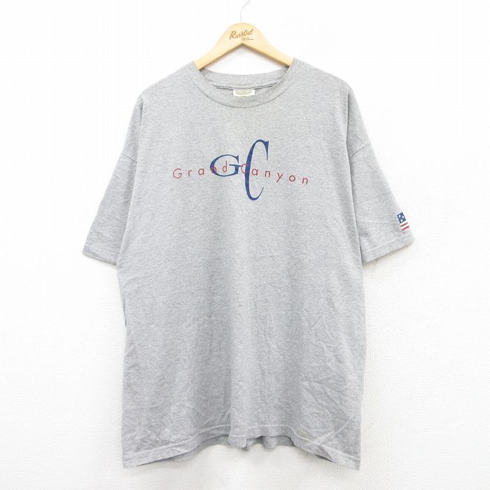 XL/古着 半袖 ビンテージ Tシャツ メンズ 90s グランドキャニオン 大きいサイズ クルーネック グレー 霜降り 25jun02 中古拍卖