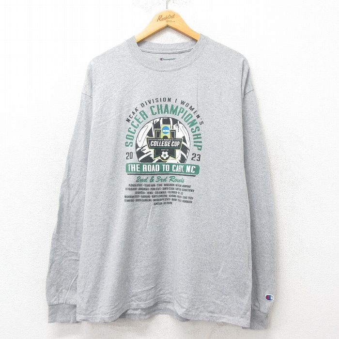 XL/古着 チャンピオン Champion 長袖 Tシャツ メンズ サッカー クルーネック グレー 霜降り 25jun06 中古拍卖