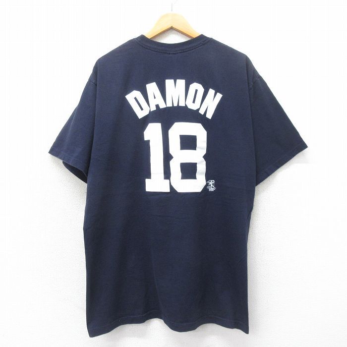 XL/古着 マジェスティック 半袖 ビンテージ Tシャツ メンズ 00s MLB ニューヨークヤンキース ジョニーデーモン 18 大きいサイズ コットン拍卖