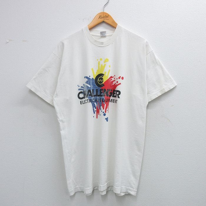 XL/古着 フルーツオブザルーム 半袖 ビンテージ Tシャツ メンズ 90s CHALLENGER コットン クルーネック 白 ホワイト 25jun03 中古拍卖