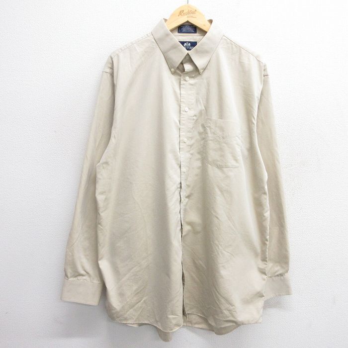 XL/古着 長袖 シャツ メンズ 大きいサイズ ロング丈 ベージュ カーキ 25jun03 中古 トップス拍卖