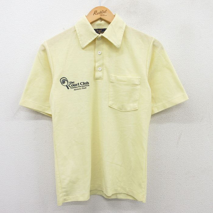 S/古着 半袖 ポロ シャツ メンズ 80s Lourt Club 薄黄 イエロー 25jun06 中古 トップス拍卖