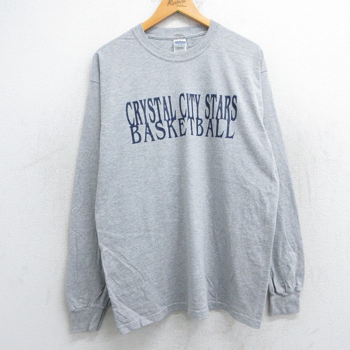 L/古着 長袖 ビンテージ Tシャツ メンズ 00s クリスタルシティスターズ バスケットボール クルーネック グレー 霜降り 25jun12 中古拍卖