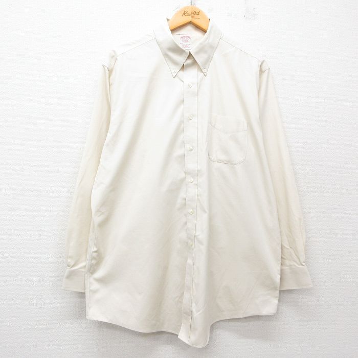 XL/古着 ブルックスブラザーズ 長袖 ブランド シャツ メンズ 大きいサイズ ロング丈 コットン ボタンダウン 生成り 25jun11 中古 トップス拍卖