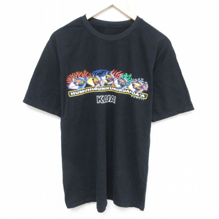 L/古着 半袖 Tシャツ メンズ KAUAI クルーネック 黒 ブラック 25jun11 中古拍卖