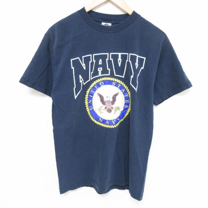 M/古着 半袖 ビンテージ Tシャツ メンズ 00s ミリタリー USネイビー コットン クルーネック 紺 ネイビー 25jun10 中古拍卖