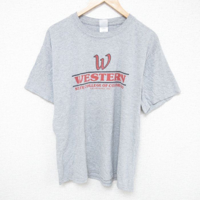 XL/古着 半袖 ビンテージ Tシャツ メンズ 00s ウエスタン クルーネック グレー 霜降り 25jun10 中古拍卖