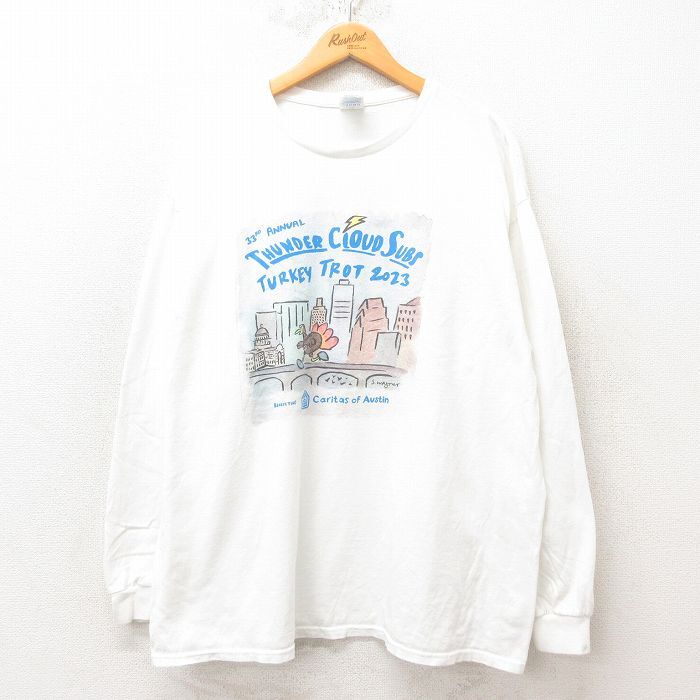 XL/古着 長袖 Tシャツ メンズ オースティン 企業広告 大きいサイズ コットン クルーネック 白 ホワイト 25jun12 中古拍卖
