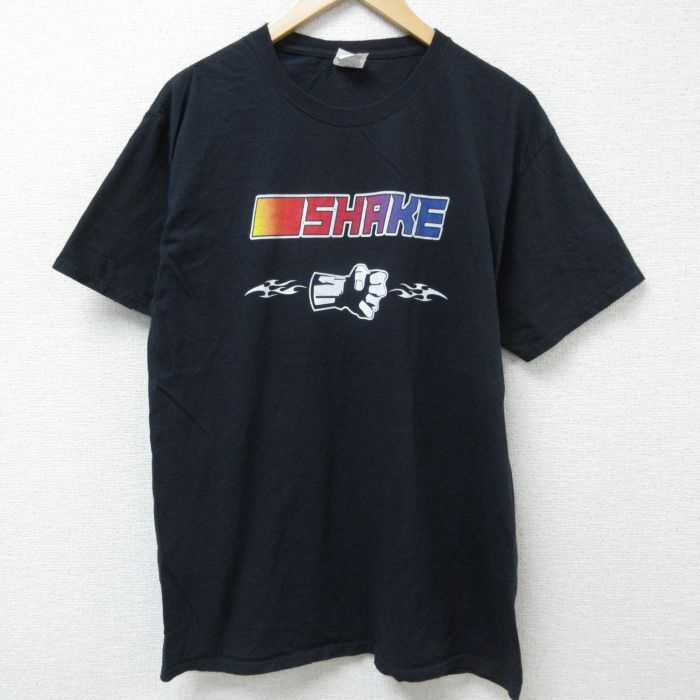L/古着 フルーツオブザルーム 半袖 Tシャツ メンズ SHAKE コットン クルーネック 黒 ブラック 25jun09 中古拍卖