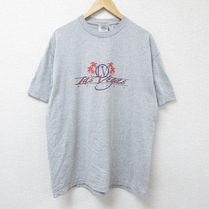 XL/古着 半袖 ビンテージ Tシャツ メンズ 00s ラスベガス クルーネック グレー 霜降り 25jun11 中古拍卖