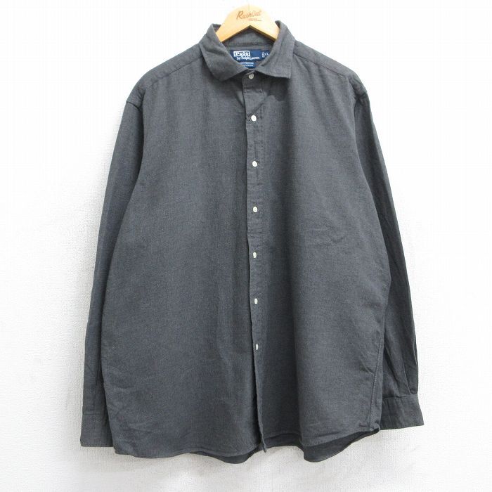 XL/古着 ラルフローレン 長袖 ブランド シャツ メンズ 90s WESTERTON 大きいサイズ コットン 濃グレー spe 25jun11 中古 トップス拍卖
