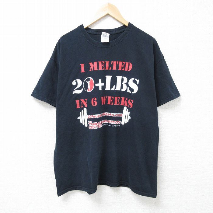XL/古着 半袖 ビンテージ Tシャツ メンズ 00s 20LBS コットン クルーネック 黒 ブラック 25jun14 中古拍卖