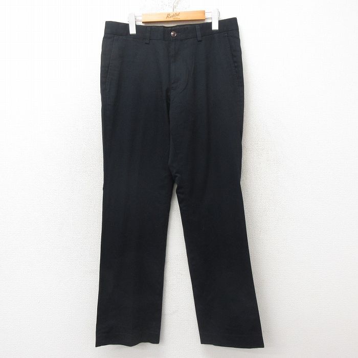 W34/古着 エディーバウアー パンツ メンズ コットン 黒 ブラック 25jun16 中古 ボトムス ロング拍卖