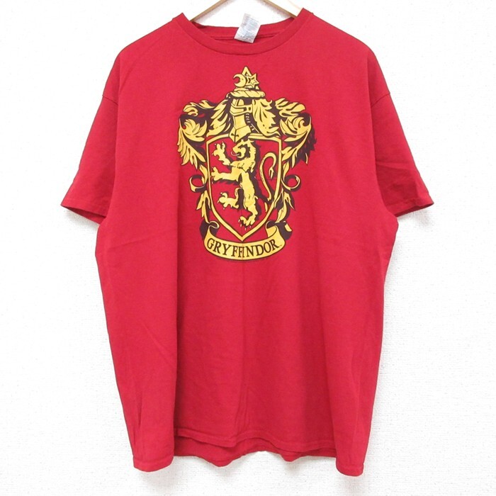 XL/古着 半袖 Tシャツ メンズ 映画 ハリーポッター グリフィンドール コットン クルーネック 赤 レッド 25jun13 中古拍卖