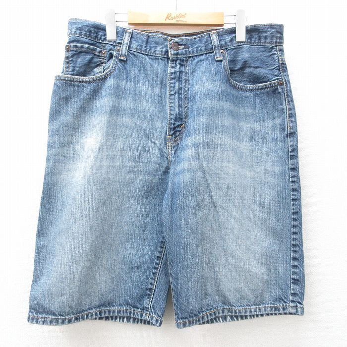 W35/古着 リーバイス Levis 565 ショート パンツ ショーツ メンズ ヒゲ コットン 紺 ネイビー デニム spe 25jun14 中古 ボトムス 短パン シ拍卖
