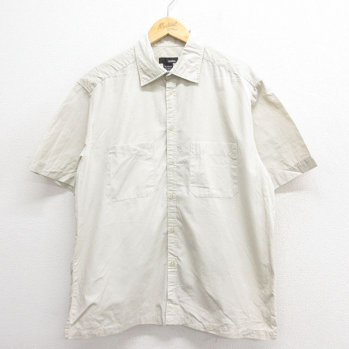 XL/古着 半袖 シャツ メンズ コットン 薄ベージュ カーキ 25jun17 中古 トップス拍卖