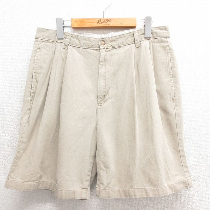 W33/古着 ショート チノ パンツ チノパン ショーツ メンズ コットン 薄ベージュ カーキ 25jun17 中古 ボトムス 短パン ショーパン拍卖