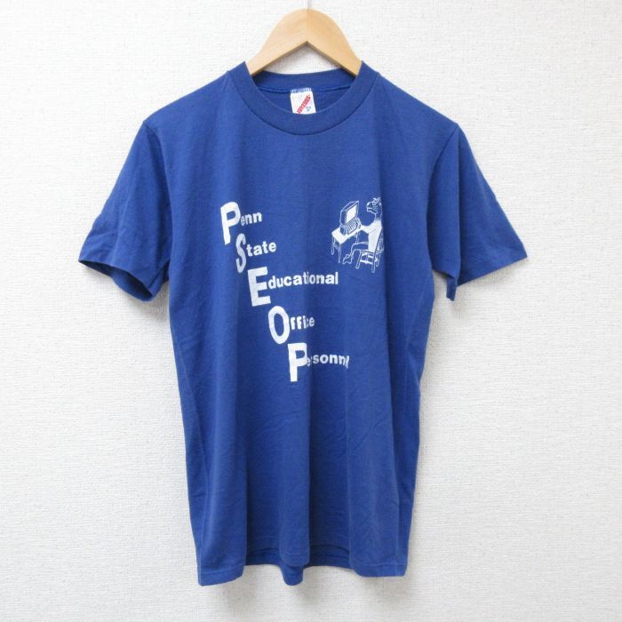 S/古着 ジャージーズ 半袖 ビンテージ Tシャツ キッズ ボーイズ 子供服 80s PSEOP クルーネック 青 ブルー 25jun25 中古 メンズ拍卖