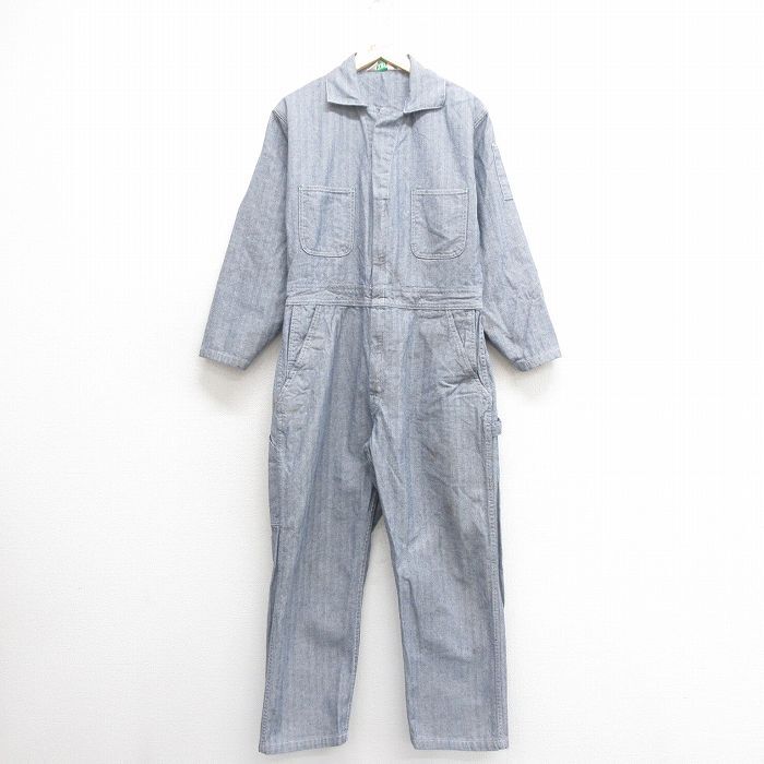 W36/古着 キー KEY 長袖 ツナギ メンズ 00s ヘリンボーン グレー 25jun24 中古 オールインワン ボトムス拍卖
