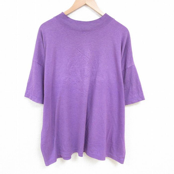 XL/古着 半袖 ビンテージ Tシャツ メンズ 90s MONARCH 大きいサイズ クルーネック 紫 パープル 25jun21 中古拍卖