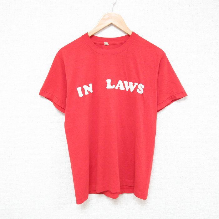 M/古着 スクリーンスターズ 半袖 ビンテージ Tシャツ メンズ 80s IN クルーネック 赤 レッド 25jun23 中古拍卖